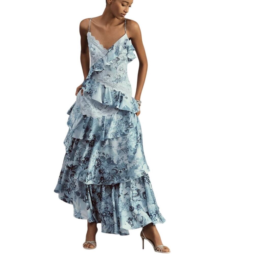 BHLDN Anthropologie Elora Ruffle Lace Maxi Size 4